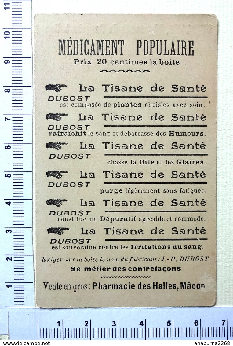 CHROMO DORÉE  ..BOURG...PHARMACIE DU PROGRÈS....LA TISANE DE SANTE...SUPERSTITION....TRÈFLE A 4 FEUILLES - Other & Unclassified