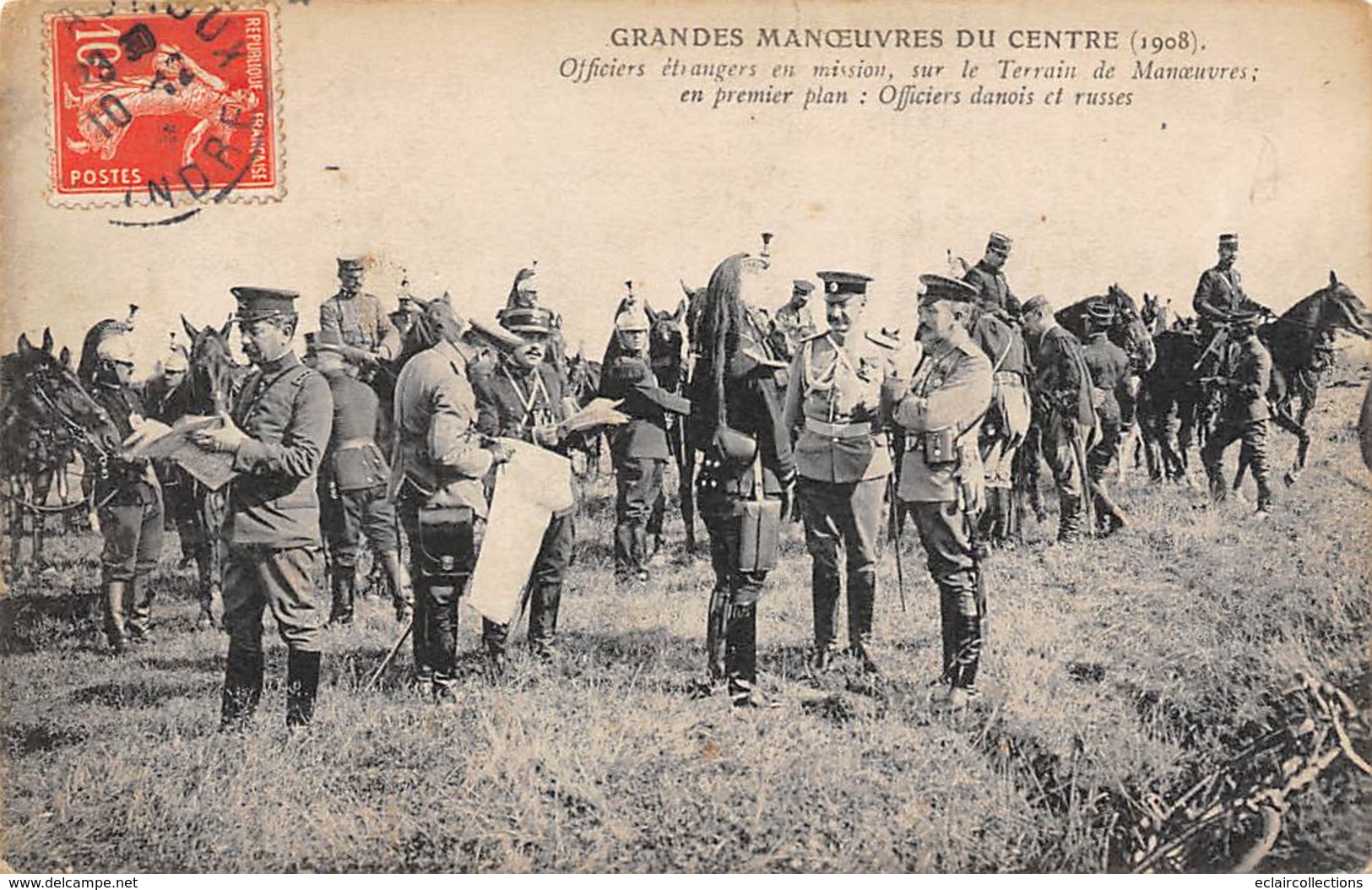 Alentours D'Ecuillé Et Valençay 36  Grandes Manœuvres Du Centre 1908  Officiers Danois Et Russes   (voir Scan) - Sonstige & Ohne Zuordnung