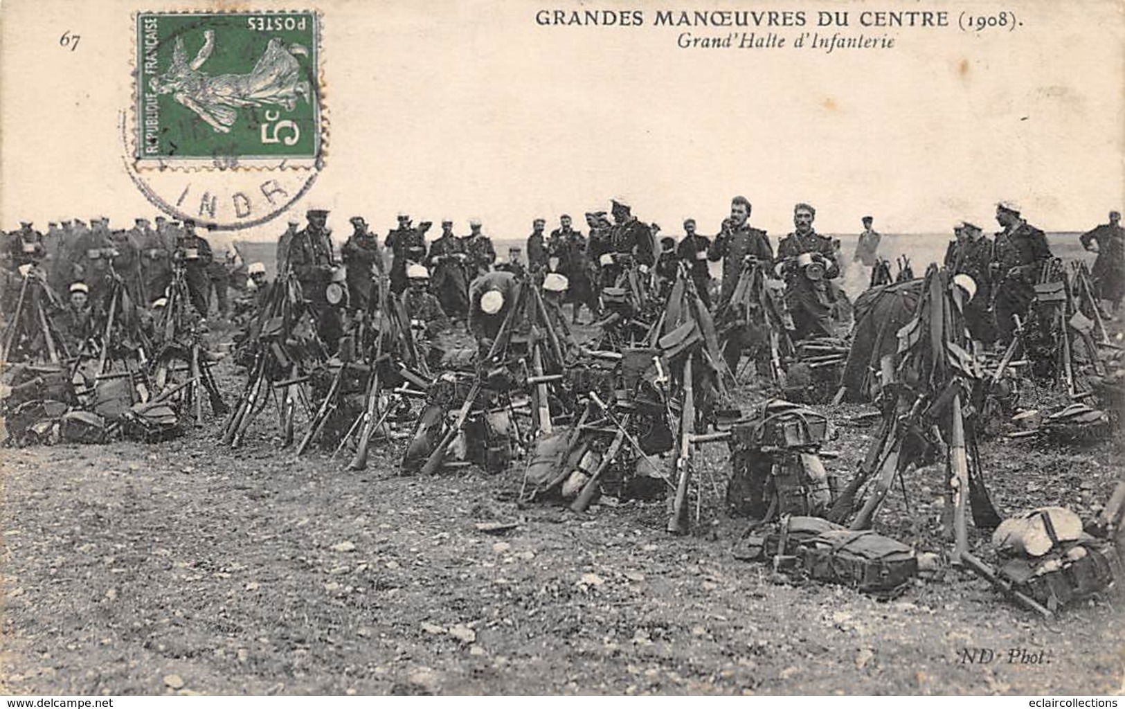 Alentours D'Ecuillé Et Valençay 36  Grandes Manœuvres Du Centre 1908  Halte D'Infanterie  (voir Scan) - Autres & Non Classés