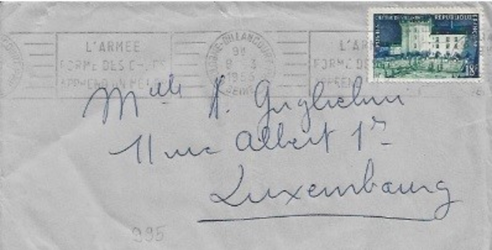 995   VILLANDRY   SEUL  SUR  LETTRE  POUR  LE  LUXEMBOURG  . - 1921-1960: Période Moderne