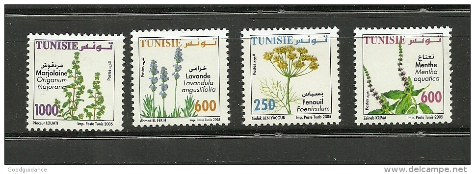 2005-Tunisia-Medicinal Plants- Complete Set 4 V.MNH** - Tunisia