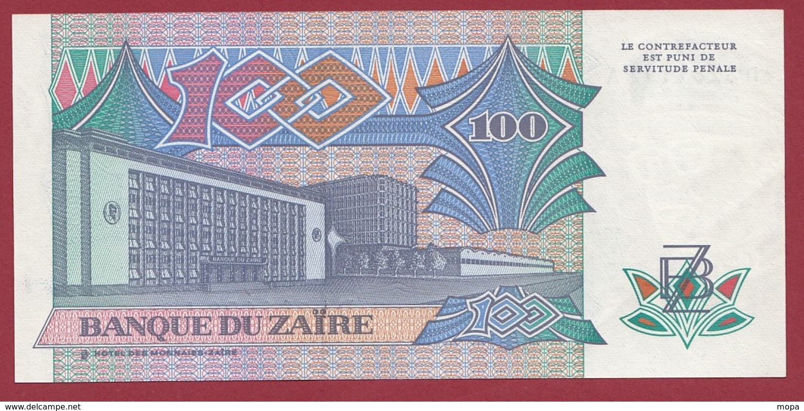 Zaïre 100 Zaïres Du 14/06/1988  --UNC (NEUF) - Zaire