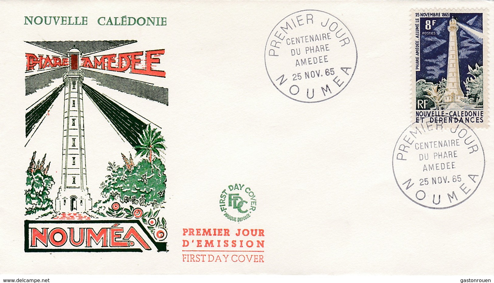 FDC PREMIER JOUR 327  Phare Amédée 25-11-1965 Nouvelle-Calédonie - FDC