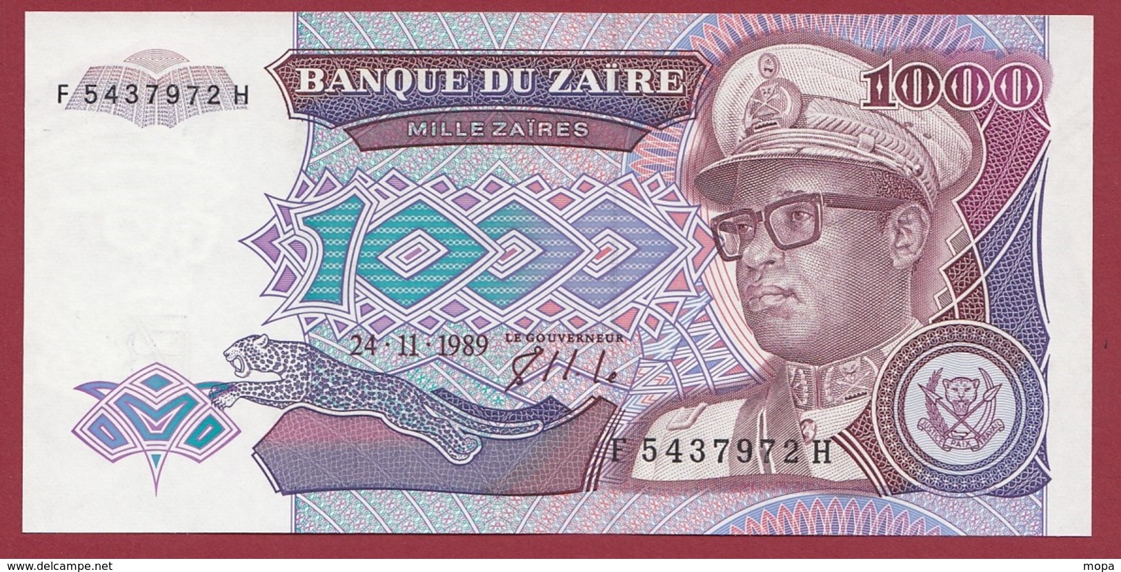 Zaïre -1000 Zaïres Du 24/11/1989 --UNC (NEUF) - Zaire