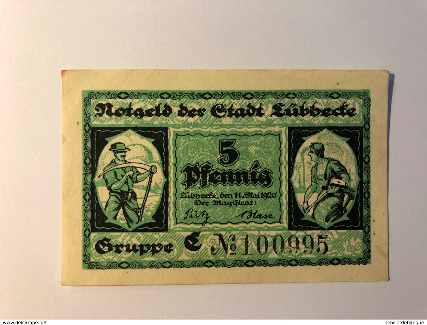 Allemagne Notgeld Lubeck 5 Pfennig - Collections