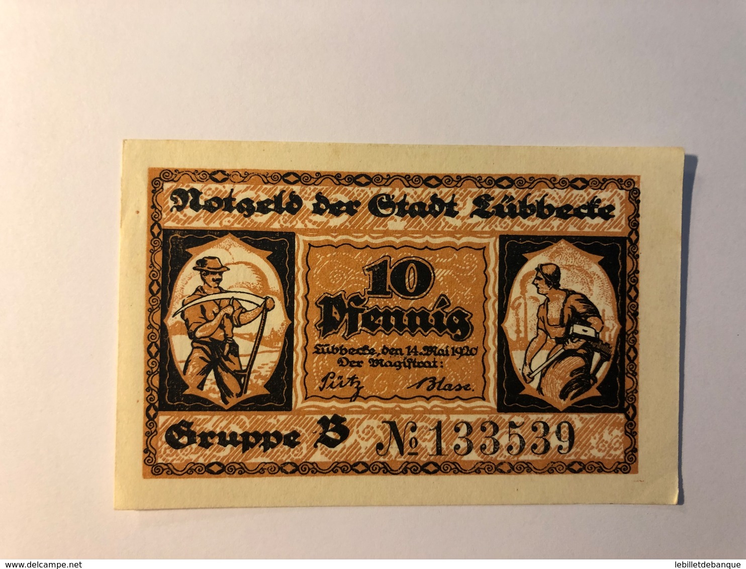 Allemagne Notgeld Lubeck 10 Pfennig - Collections