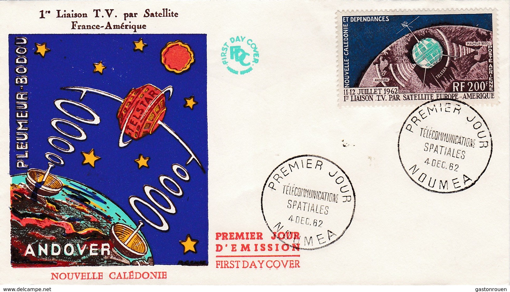 FDC PREMIER JOUR PA73 Télécommunications Spatiales 04-12-1962  Nouvelle-Calédonie - FDC