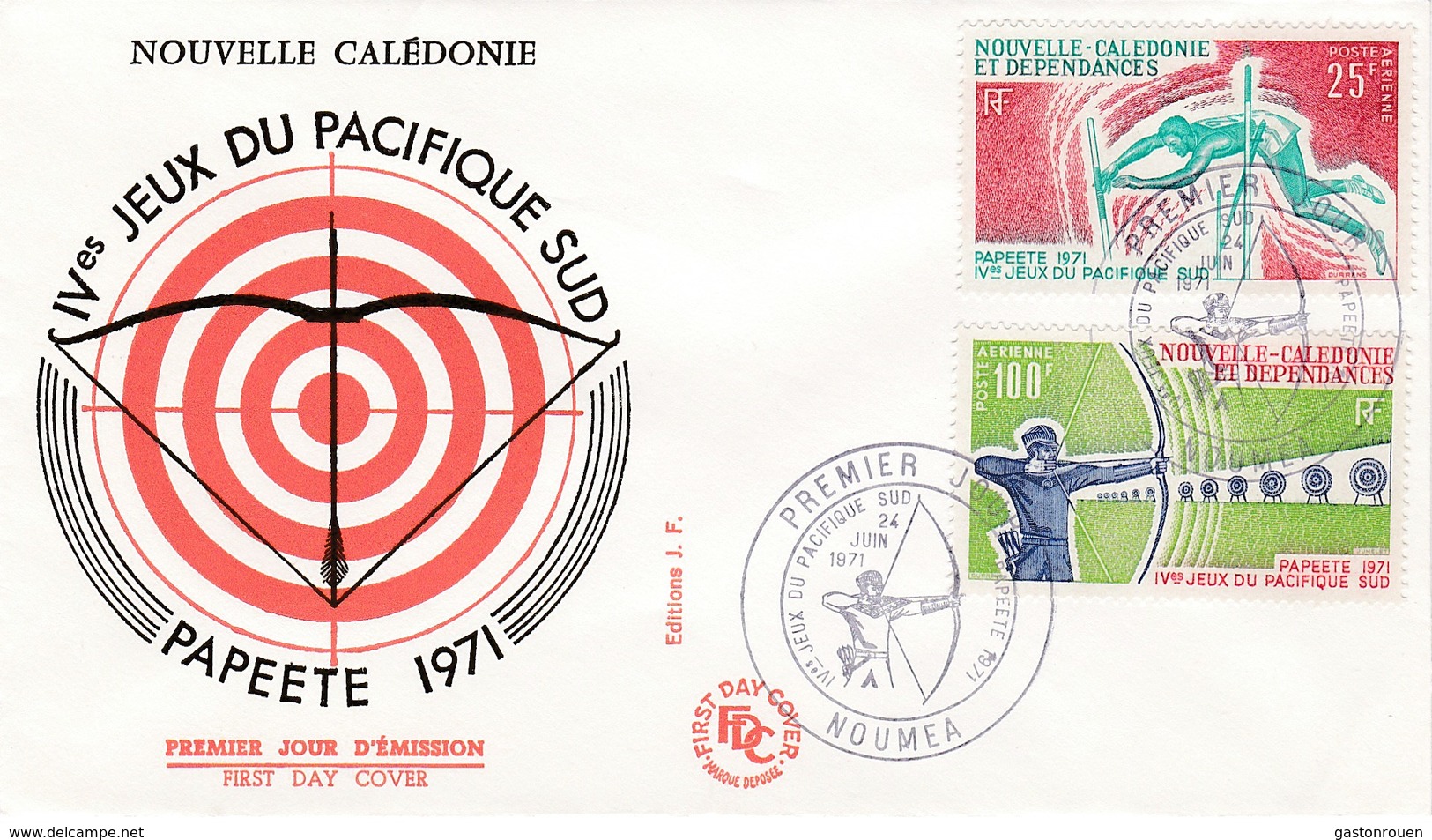 FDC PREMIER JOUR PA122 123 IVemes Jeux Pacifique Sud 24-06-1971 Nouvelle-Calédonie - FDC