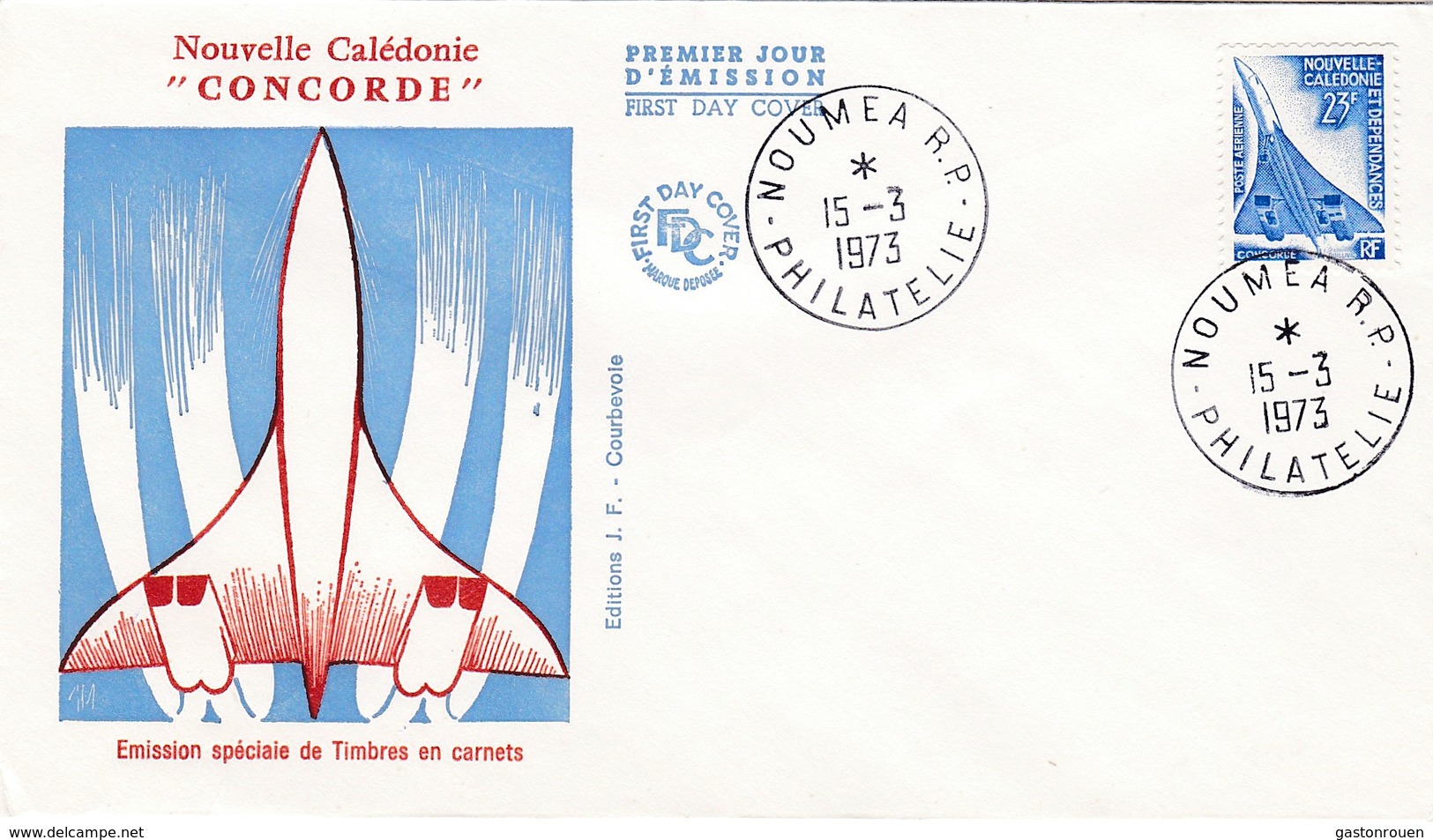 FDC PREMIER JOUR PA139 Concorde 15-03-1973 Nouvelle-Calédonie - FDC