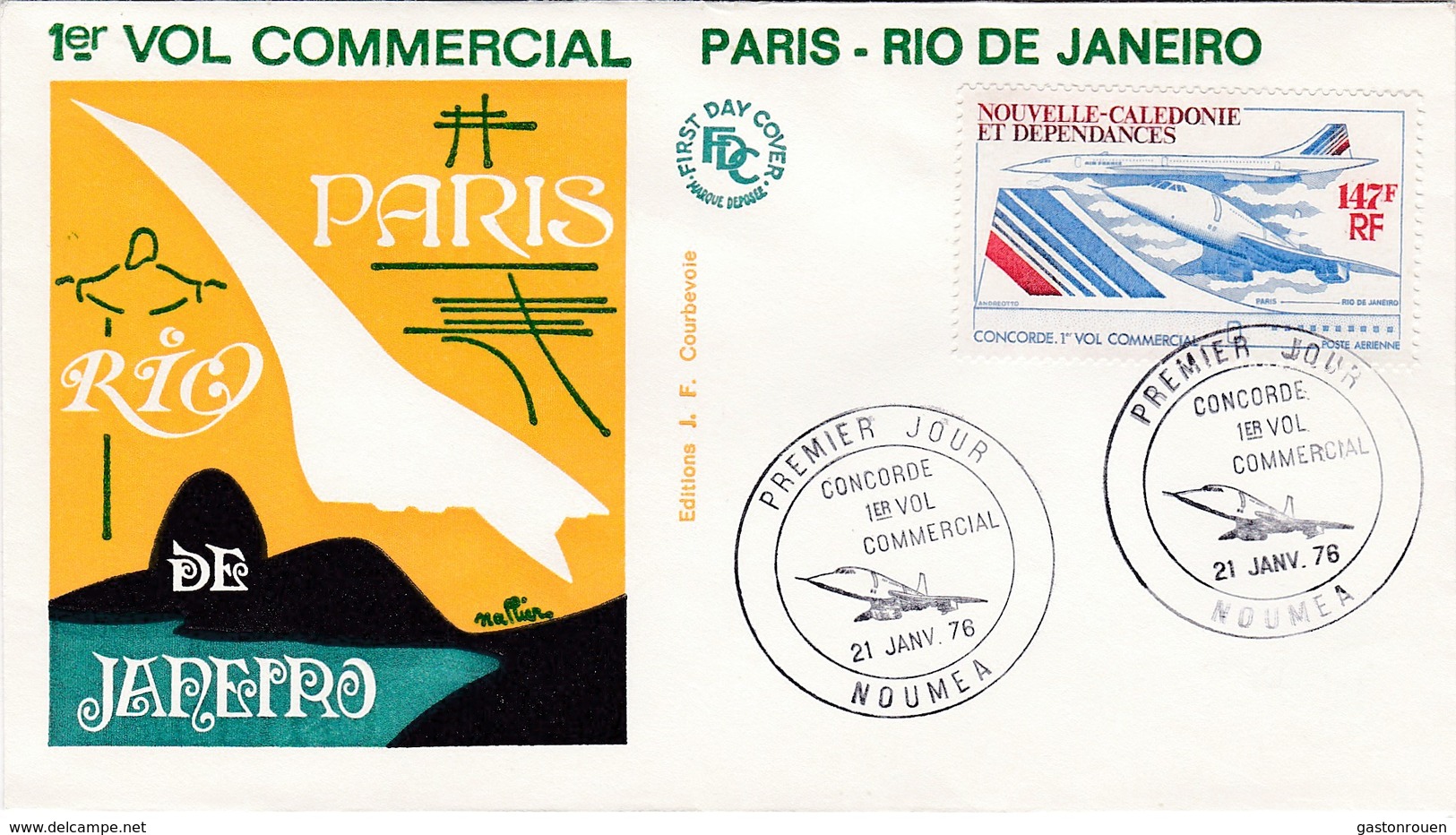 FDC PREMIER JOUR PA169 Concorde 21-01-1976 Nouvelle-Calédonie - FDC