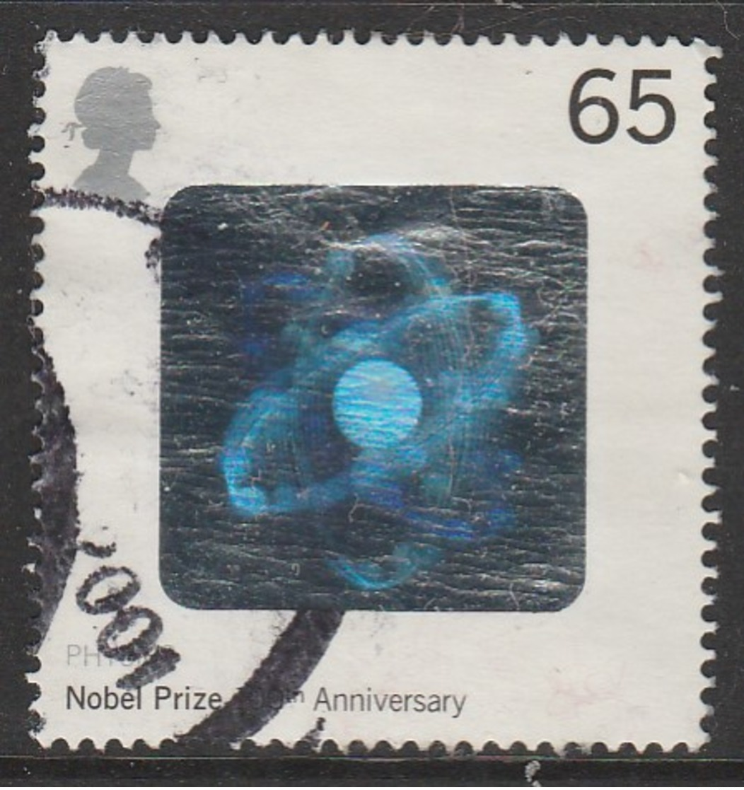 GB 2001 Centenary Nobel Prizes 65 P Black &silver SG 2236 O Used - Used Stamps