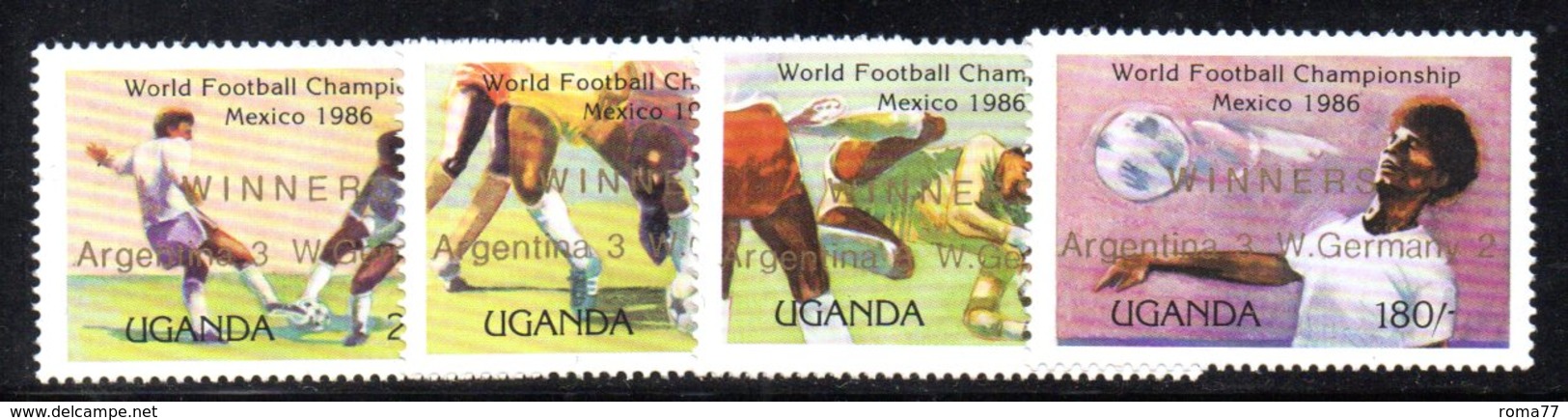 APR1226 - Tanzania Uganda Kenya 1986, Yvert 425/428  *** MNH Calcio Football  Winner - 1986 – Messico