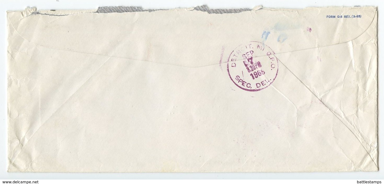 Canada 1968 Airmail Special Delivery Cover Montreal To Detroit MI, Scott 457 & 465A - Covers & Documents