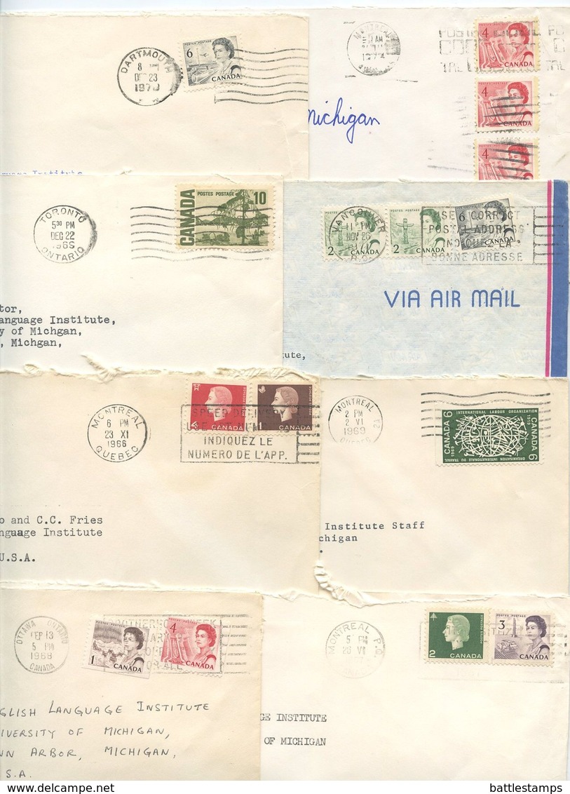 Canada 1960‘s-70‘s 8 Covers To Ann Arbor Michigan, Mix Of Stamps & Postmarks - Covers & Documents