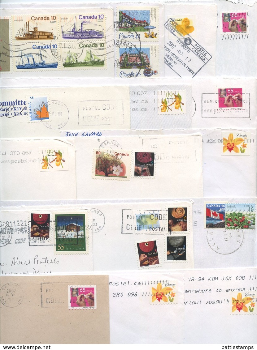 Canada 2000‘s 16 Covers To U.S., Mix Of Stamps & Postmarks - Covers & Documents