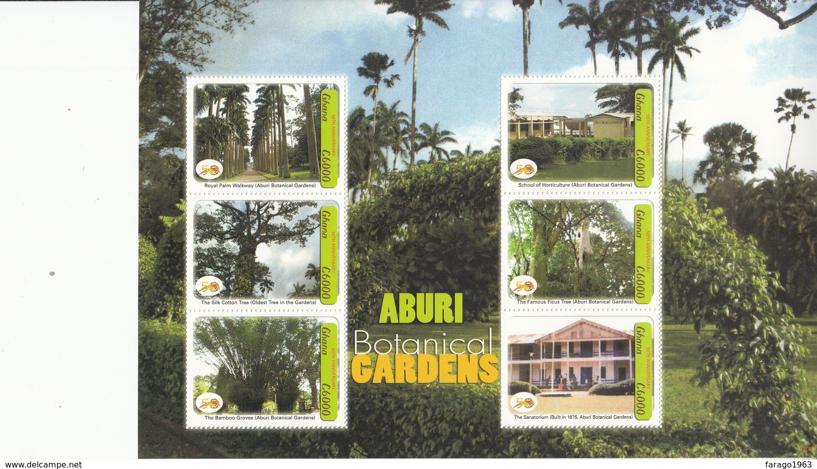 2007 Ghana   Trees Arbres Botanical Gardens  Miniature Sheet Of 6 MNH - Ghana (1957-...)