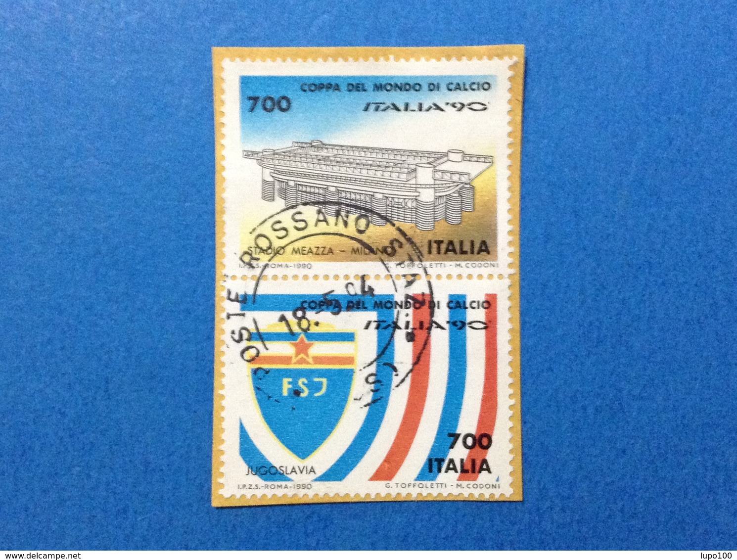 1990 ITALIA CALCIO MONDIALI STADIO MEAZZA JUGOSLAVIA 700 FRANCOBOLLO USATO STAMP USED - 1981-90: Usati