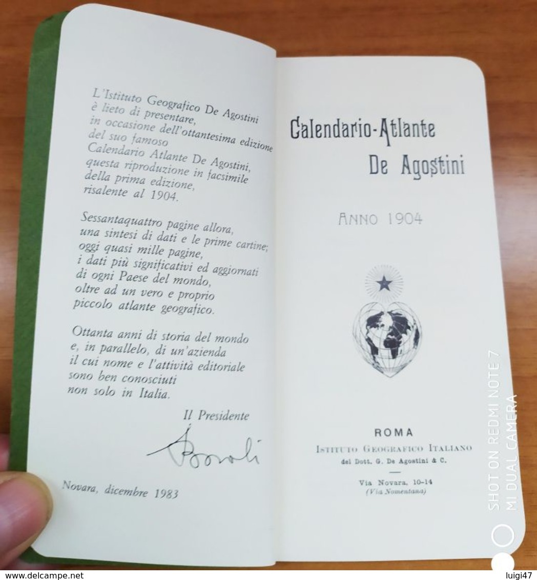1904 - Calendario Atlante De Agostini - Kleinformat : 1901-20
