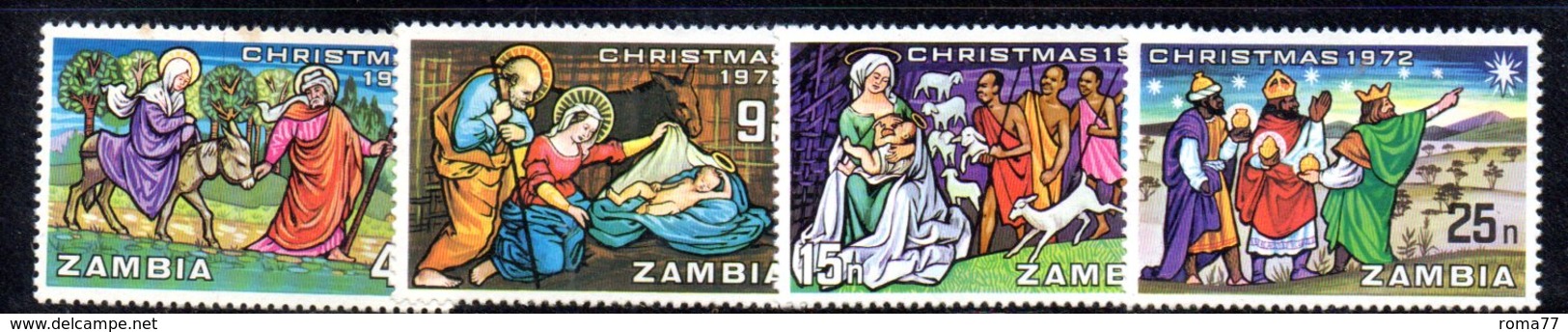 APR1500 - ZAMBIA 1972, Serie Yvert  N. 89/92  *** (2380A) . Difetti . Natale - Natale