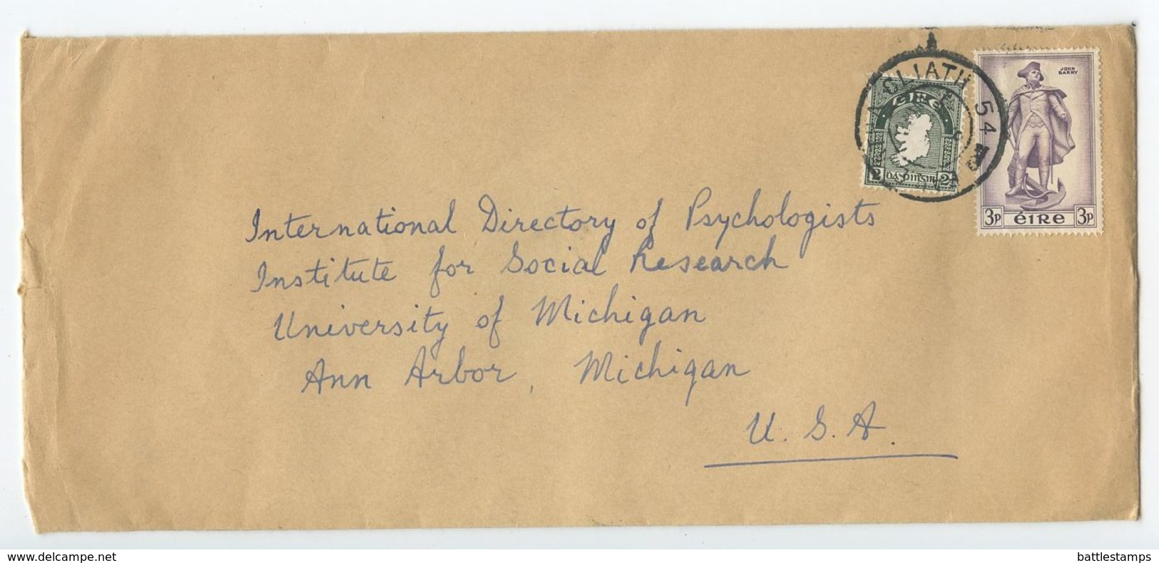 Ireland 1950‘s Cover Dublin To Ann Arbor, Michigan, University Of  Michigan - Storia Postale