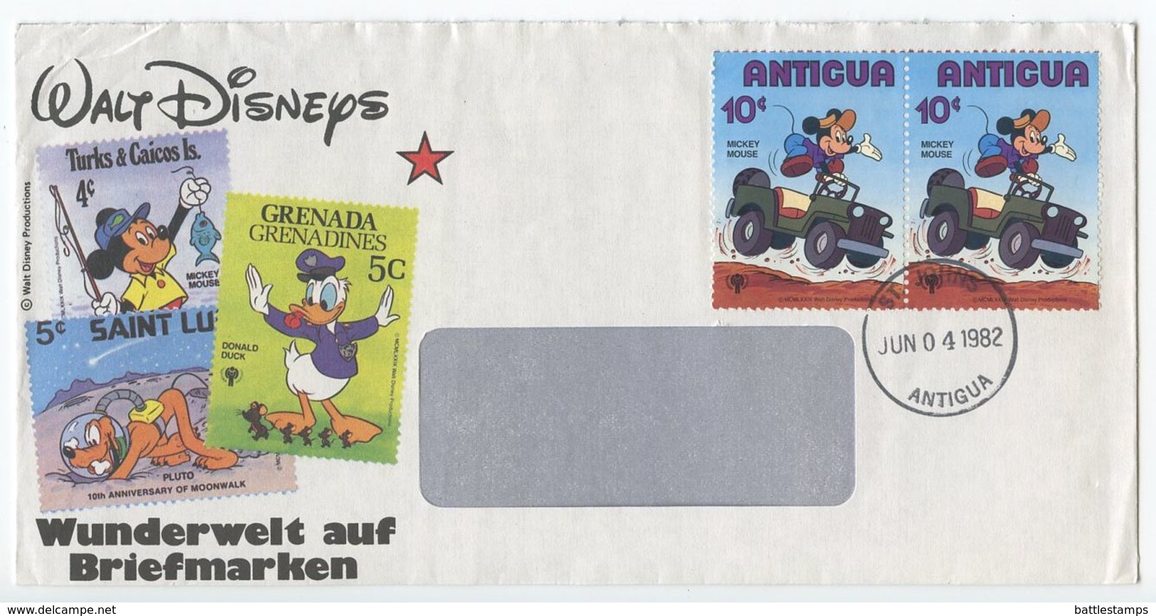 Antigua 1982 Cover St. John’s W/ Mickey Mouse Disney Stamps - Antigua And Barbuda (1981-...)