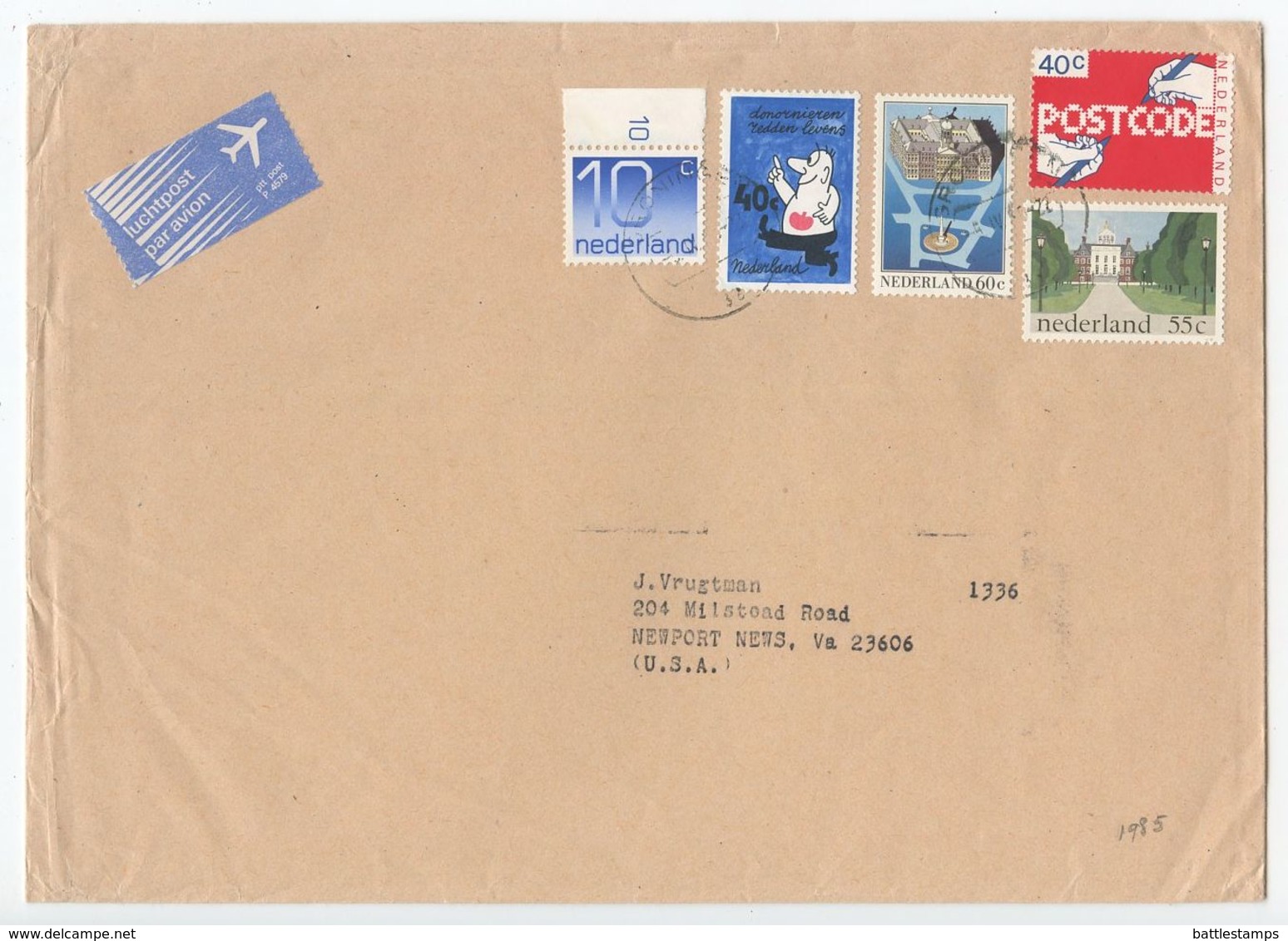 Netherlands 1980‘s-90‘s 9 Covers to U.S., Mix of Stamps & Postmarks