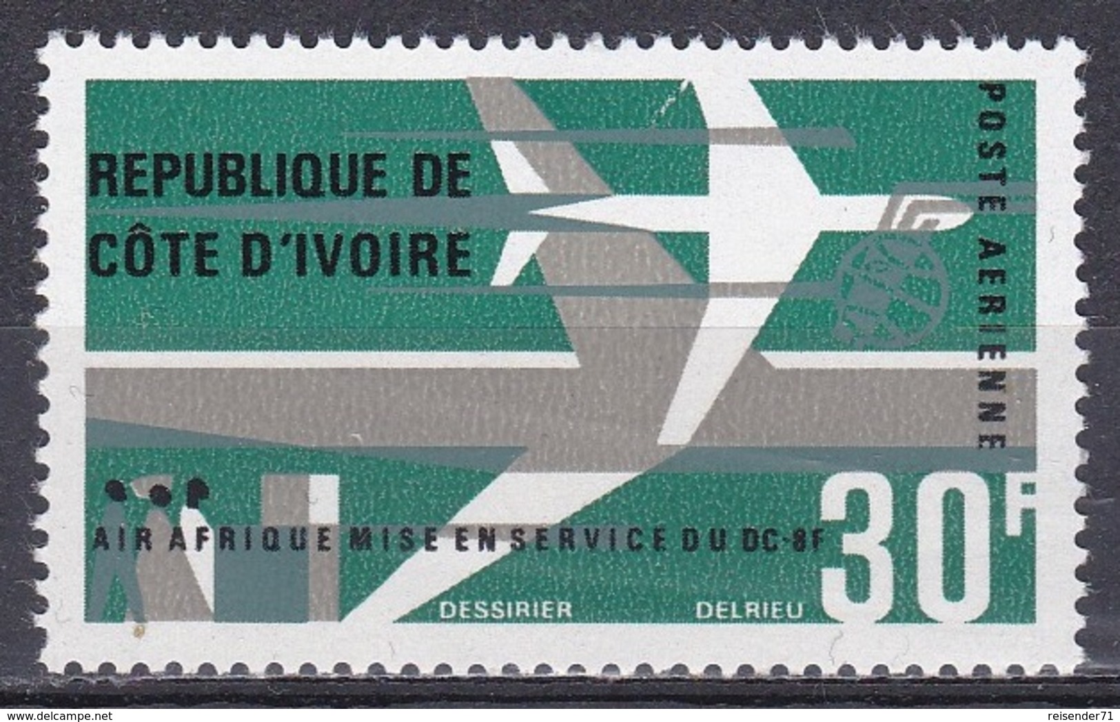 Elfenbeinküste Ivory Coast Cote D'Ivoire 1966 Luftfahrt Aviation Transport Flugzeuge Aeroplanes Douglas-DC-8, Mi. 304 ** - Côte D'Ivoire (1960-...)