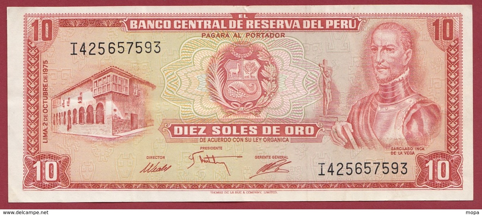 Pérou -10 Soles De Oro Du 02/10/1975 Bon état - Perú