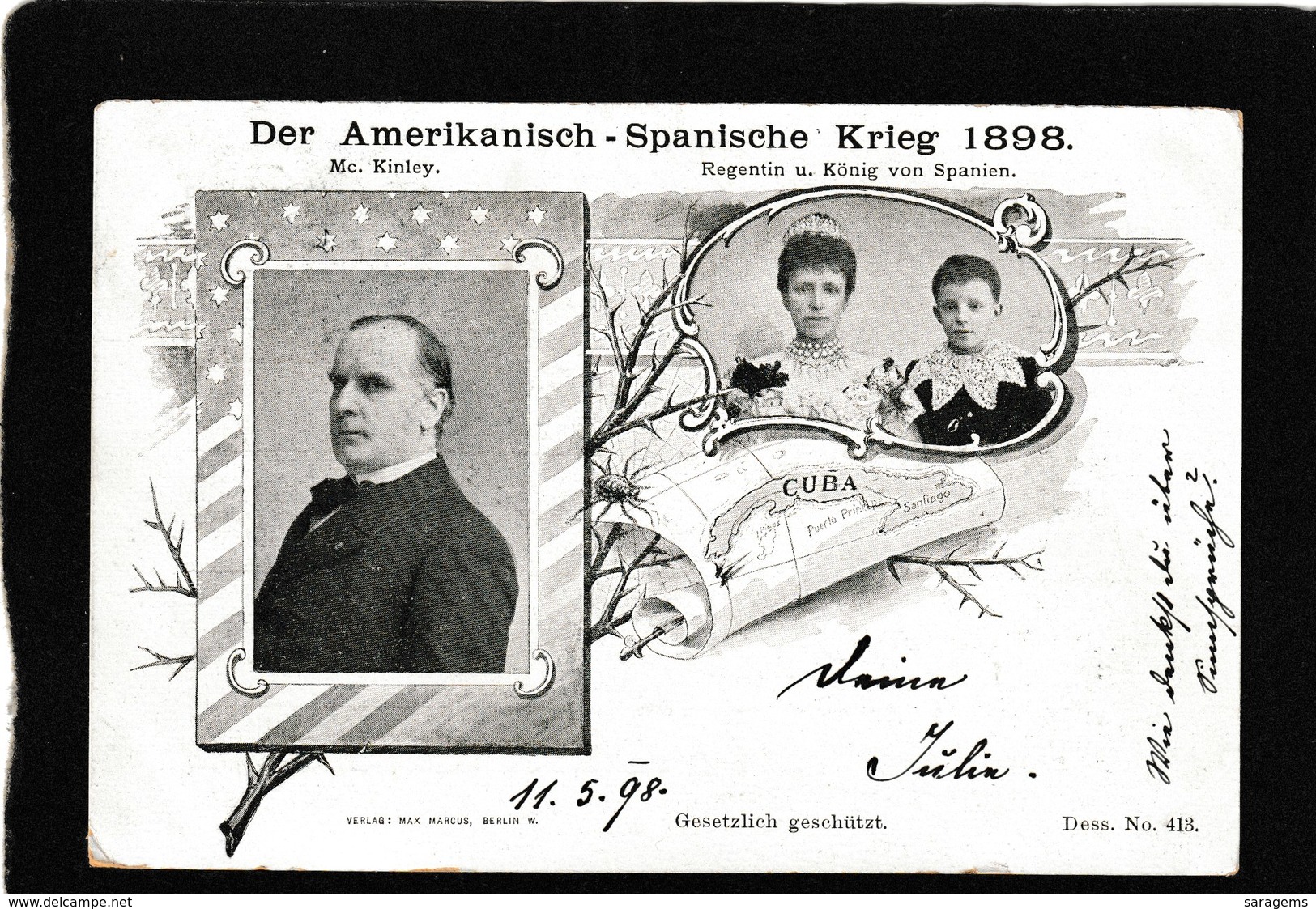 Germany-Der Amerikanisch Spanische Krieg 1898 - Antique Postcard - Altri & Non Classificati