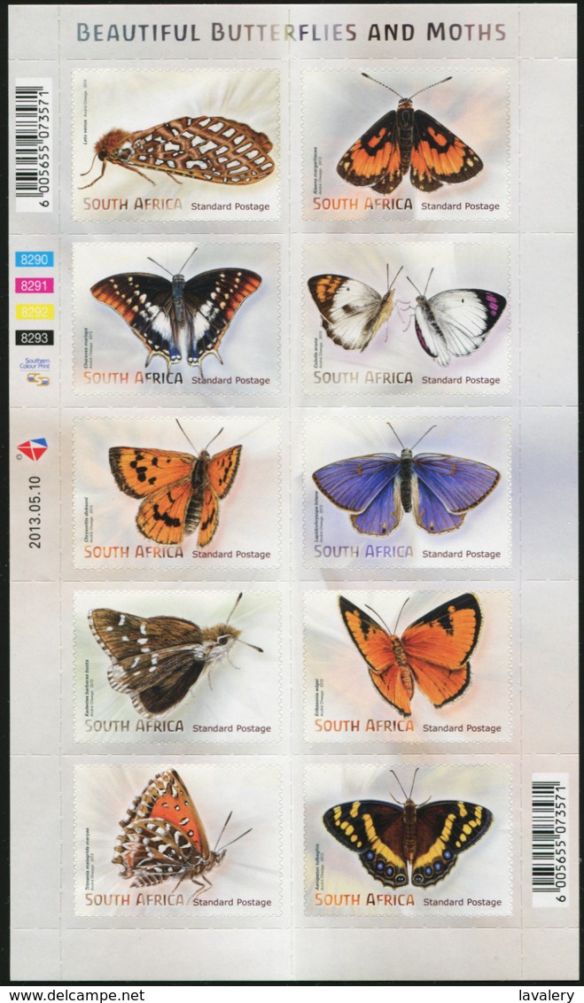 SOUTH AFRICA 2013 Beautiful Butterflies And Moths Insects Animals Fauna S/A Sheet MNH - Mariposas