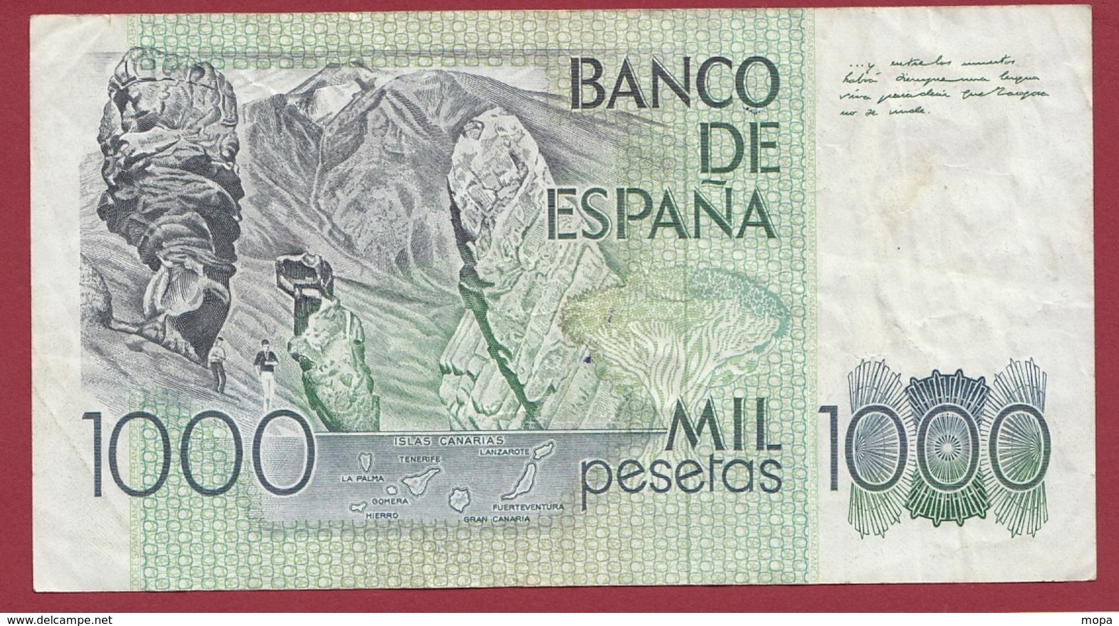 Espagne -1000 Pesetas- Du 23/10/1979 Dans L 'état - [ 4] 1975-… : Juan Carlos I