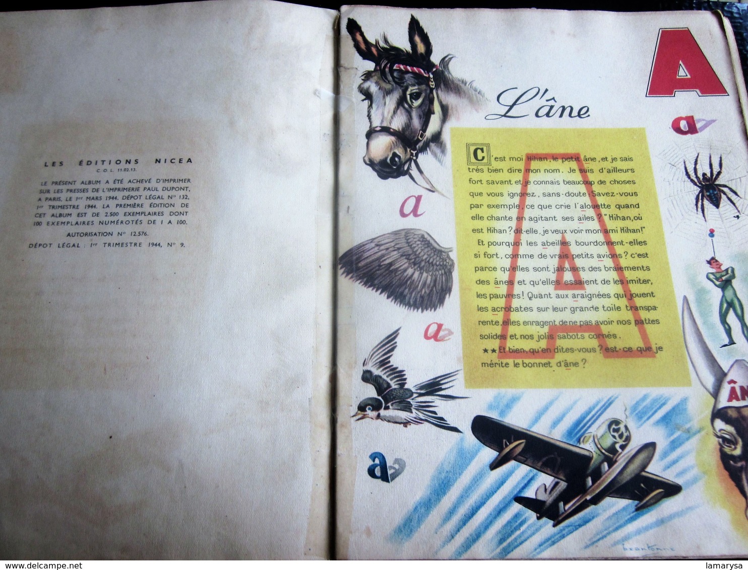 ABC Féerique De 1944 Livre Album éducatif Ancien En Français A- Ane- D-Diable-T -Toupie-Y -Youyou-Z-Zebre-Editions Nicéa - 1901-1940