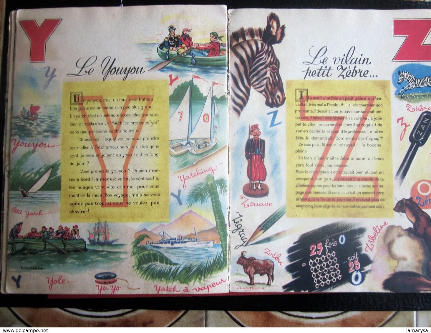 ABC Féerique de 1944 Livre Album éducatif ancien en Français A- Ane- D-Diable-T -Toupie-Y -Youyou-Z-Zebre-Editions Nicéa