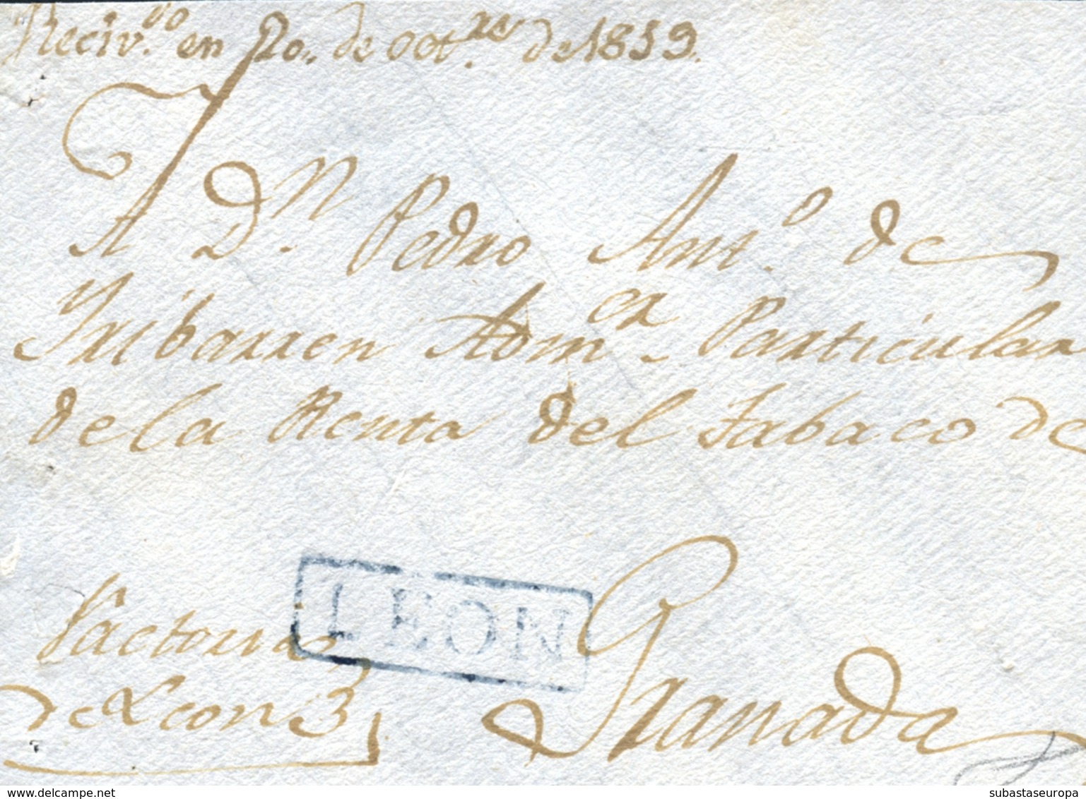 NICARAGUA. 1819. Frontal De León A Granada. Marca En Azul  P.E. 2. Rara. - Nicaragua