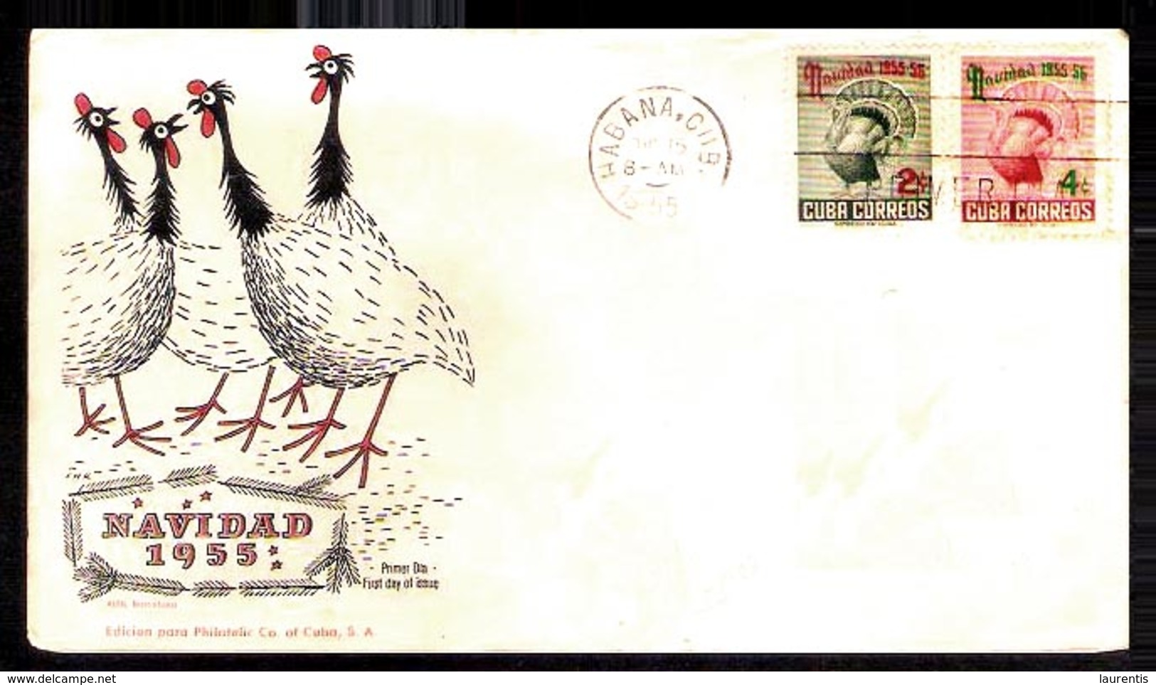 745  Noel - Christmas - Birds -Farm - FDC - 1955 - Cb - 4,75 - Noël