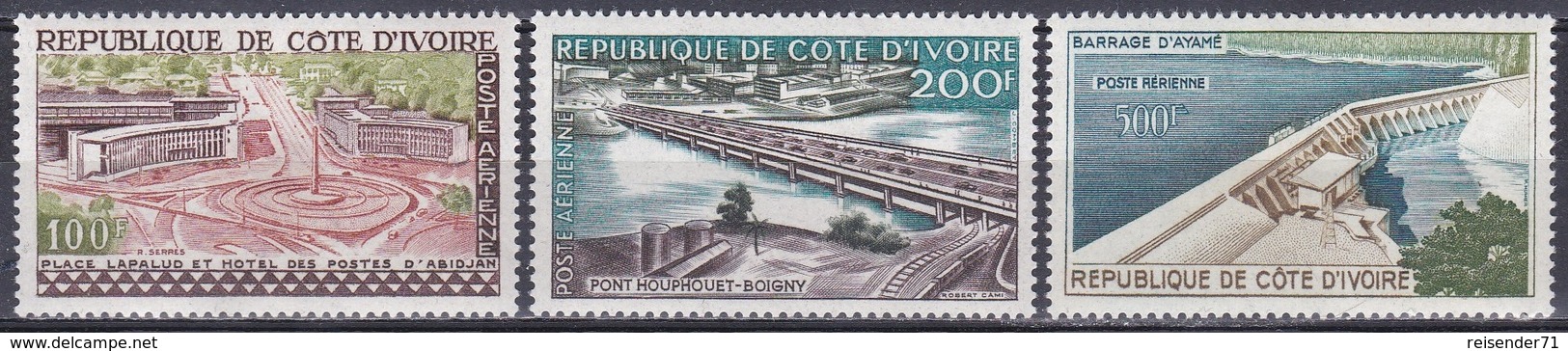 Elfenbeinküste Ivory Coast Cote D'Ivoire 1959 Bauwerke Buildings Brücken Bridges Staudamm Staudämme, Mi. 207-9 ** - Côte D'Ivoire (1960-...)