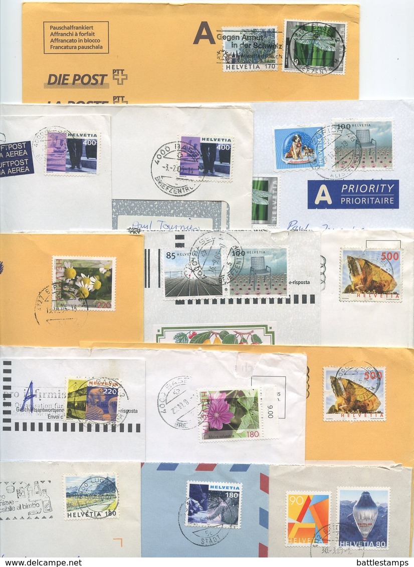 Switzerland 2000‘s 13 Covers, Mix Of Stamps And Postmarks - Covers & Documents