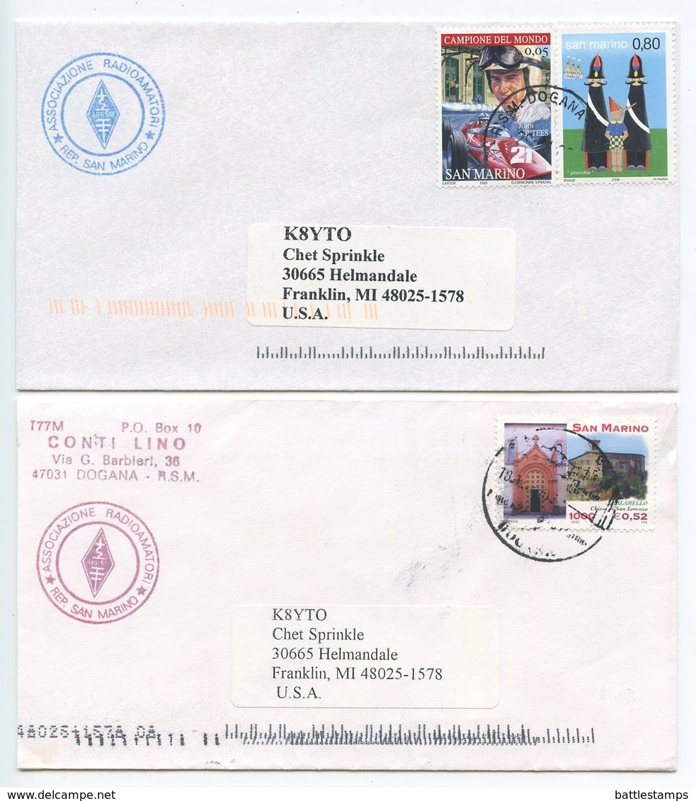 San Marino 2000‘s 2 Covers Associazione Radioamatori To Franklin Michigan - K8YTO - Covers & Documents