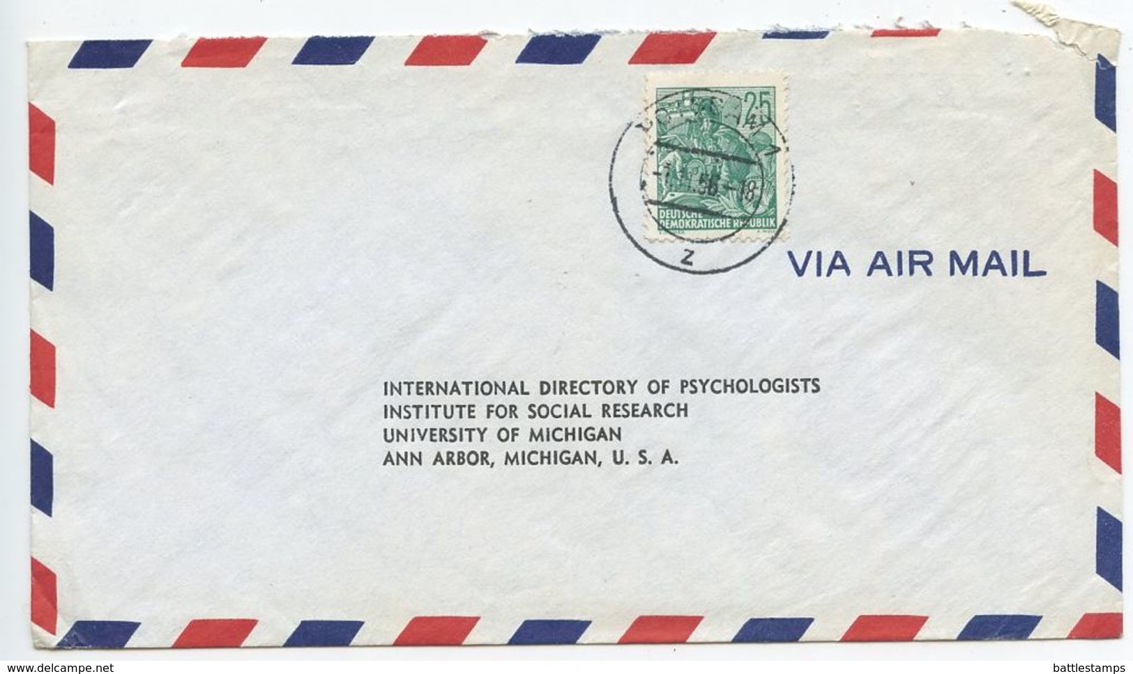 Germany, East 1956 Airmail Cover Potsdam To Ann Arbor Michigan, Scott 197 Locomotive - Covers & Documents