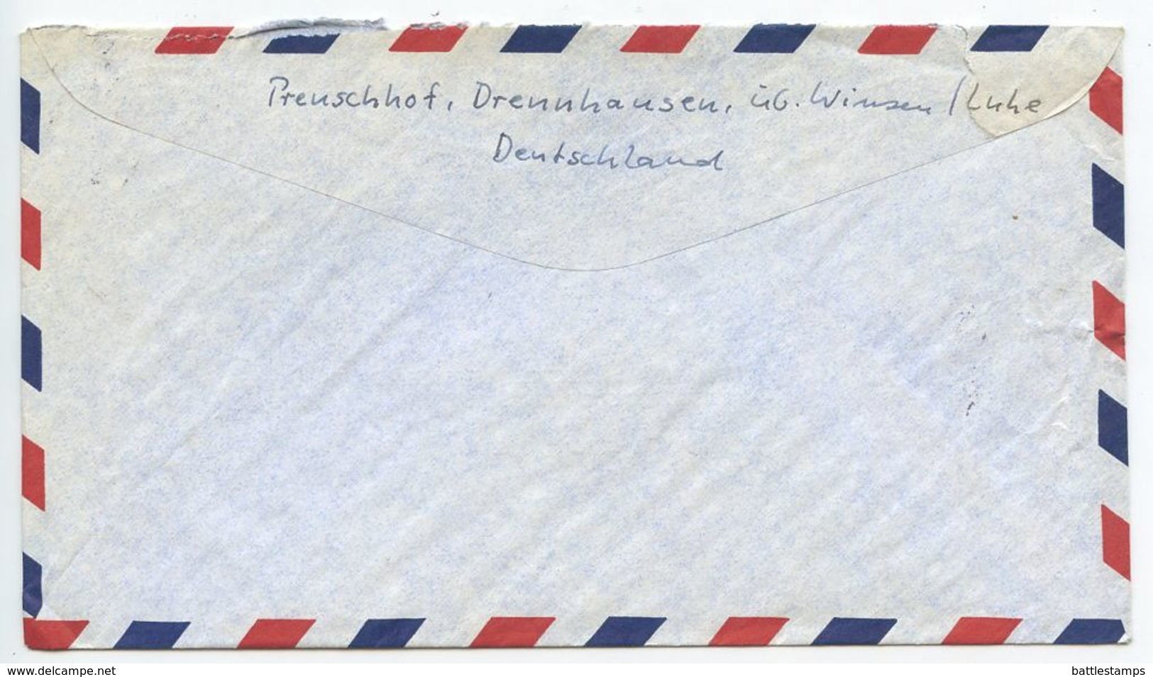 Germany, West 1956 Airmail Cover Drage, Winsen To U.S., Scott 708 X 2, 710, 713 - Covers & Documents