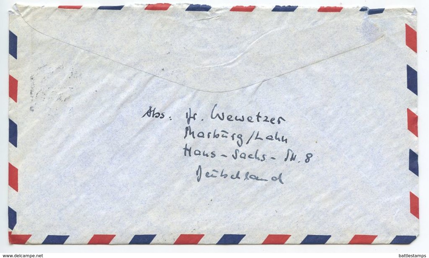 Germany, West 1956 Airmail Cover Marburg To U.S., Scott 706, 708, 713 Heuss - Covers & Documents