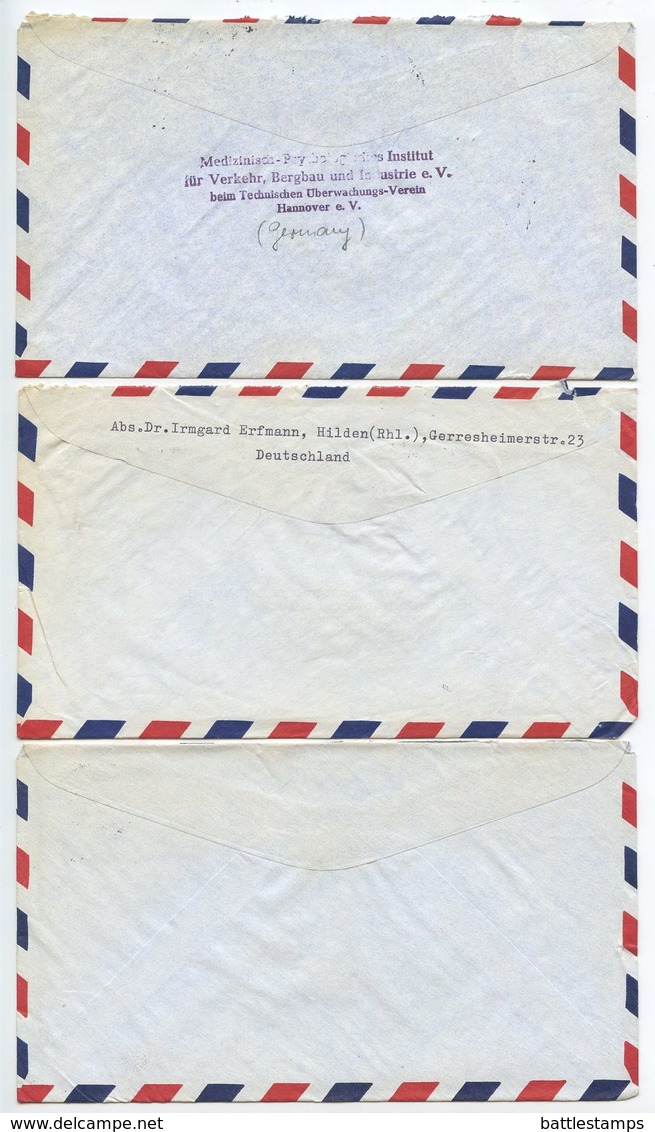 Germany, West 1956 3 Airmail Covers Tübingen, Erlangen, Hannover, Scott 708 & 716 Heuss - Covers & Documents