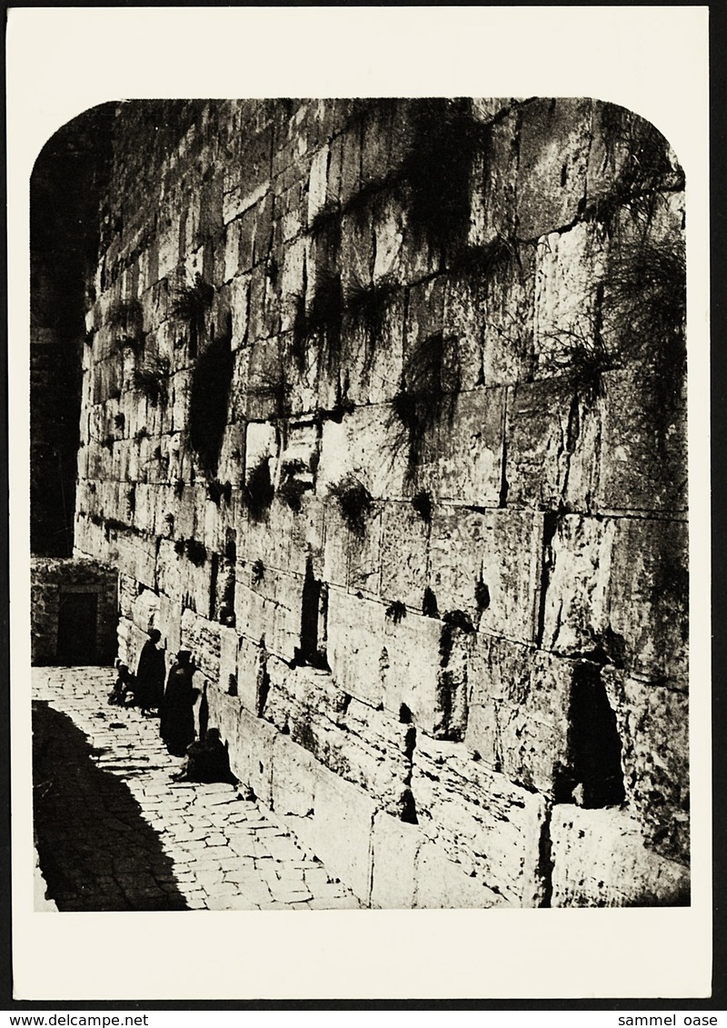 Jerusalem  -  The Wailing Wall  -  Photogeph By P. Bergheim 1865  -  Ansichtskarte Ca. 1965    (10490) - Israel