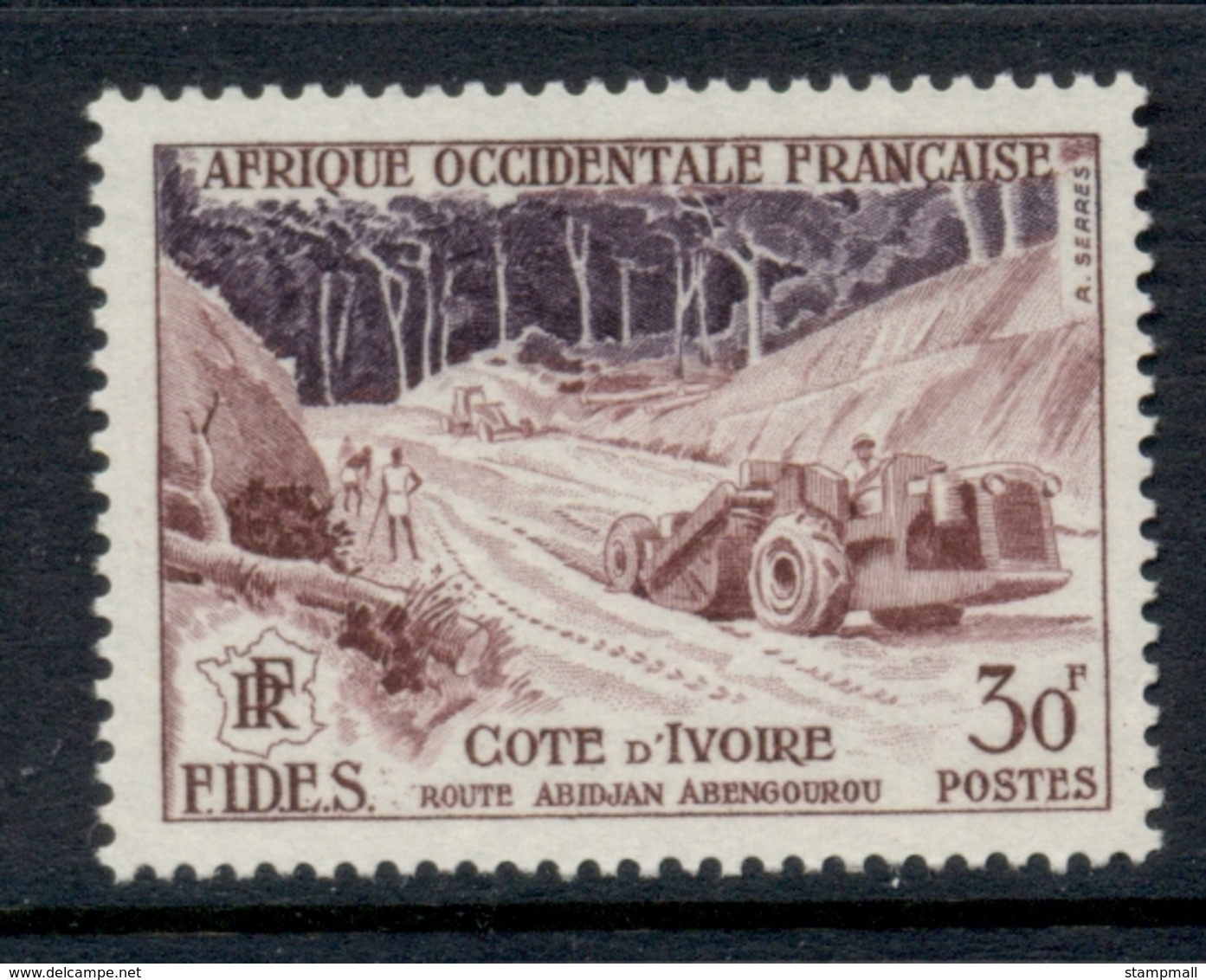 French West Africa 1956 FIDES 30f Road Construction MUH - Other & Unclassified