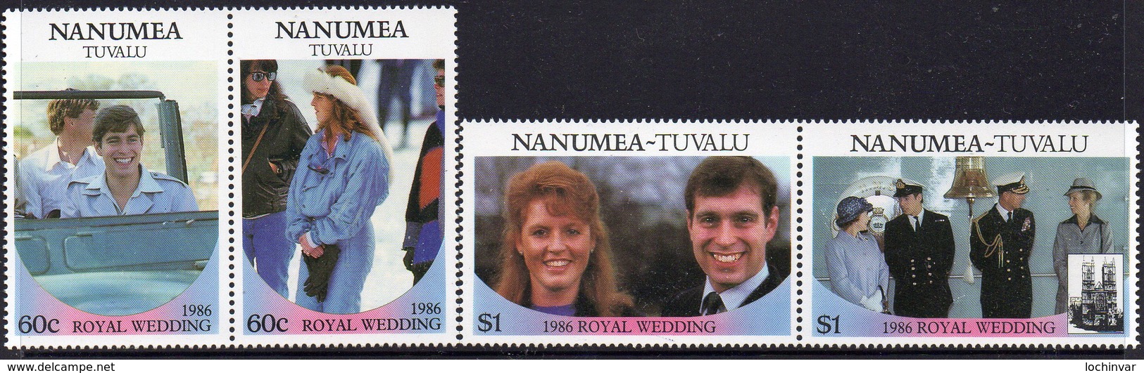 TUVALU,NANUMEA, 1986 ROYAL WEDDING 4 MNH - Tuvalu