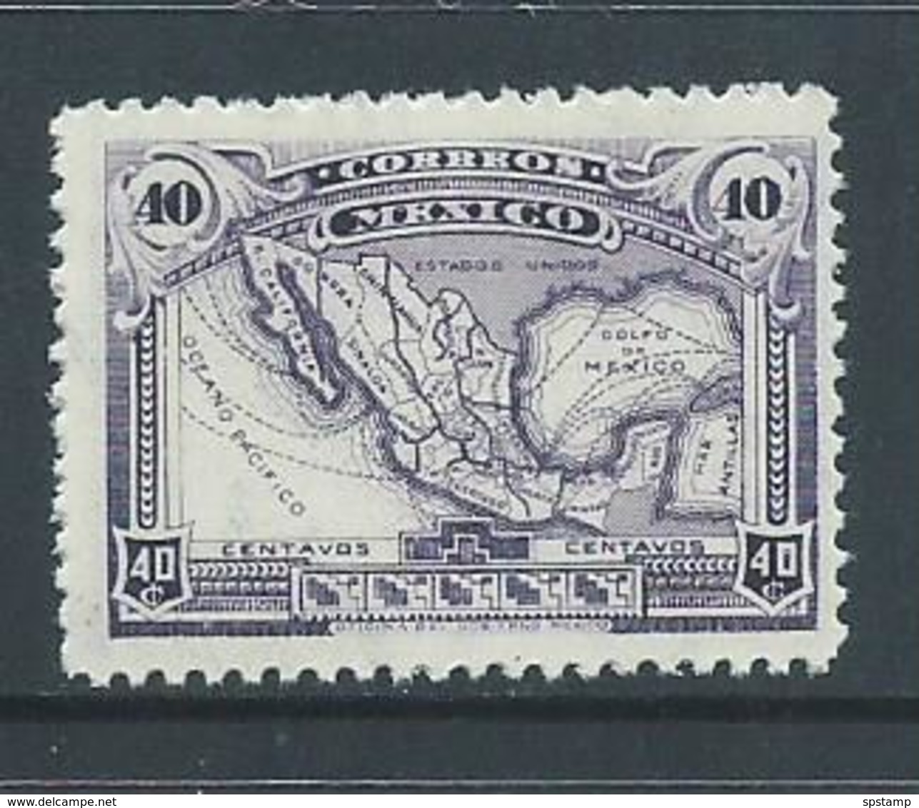 Mexico 1917 40c Violet Map MNH - Mexico