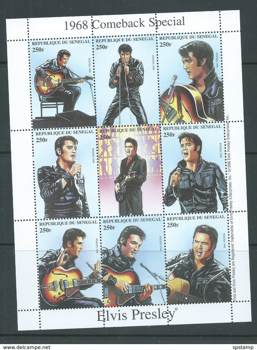 Senegal 1998 Elvis Presley Sheet Of 9 MNH - Senegal (1960-...)