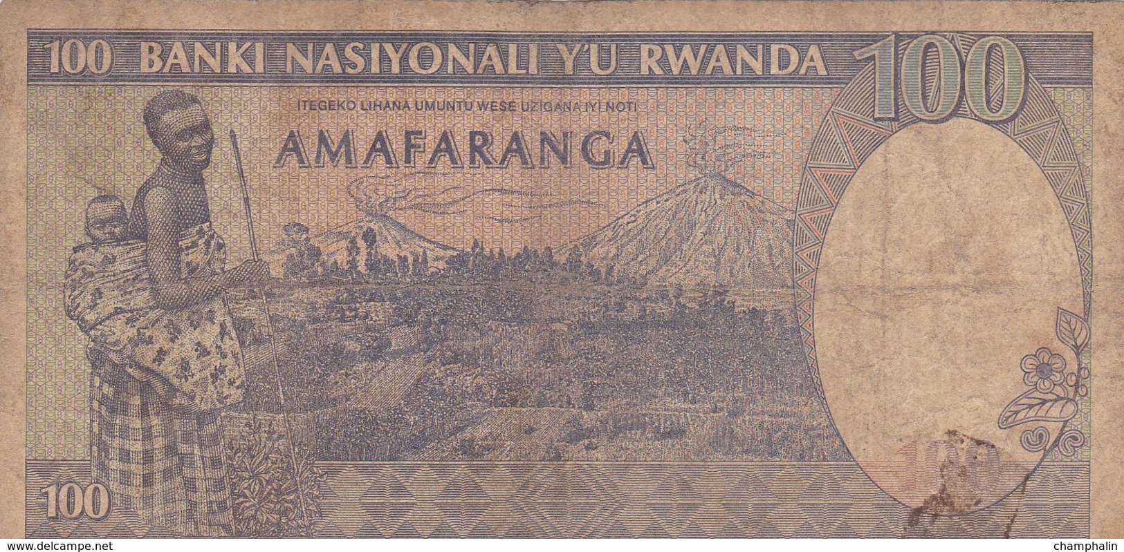 Rwanda - Billet De 100 Francs - 24 Avril 1989 - Rwanda