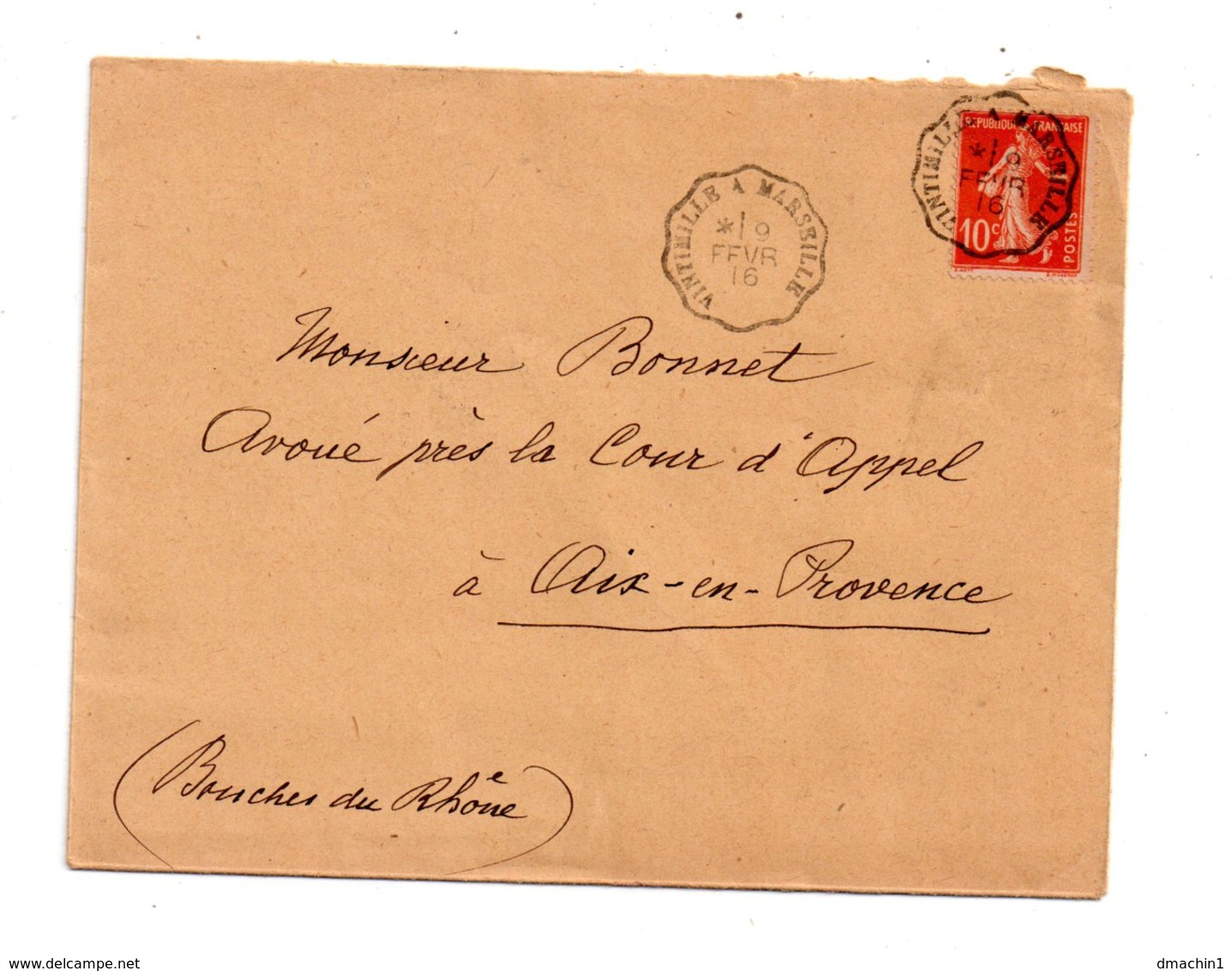 Affranchissement Sur Enveloppe 1916-Semeuse - Voir état - 1877-1920: Semi Modern Period