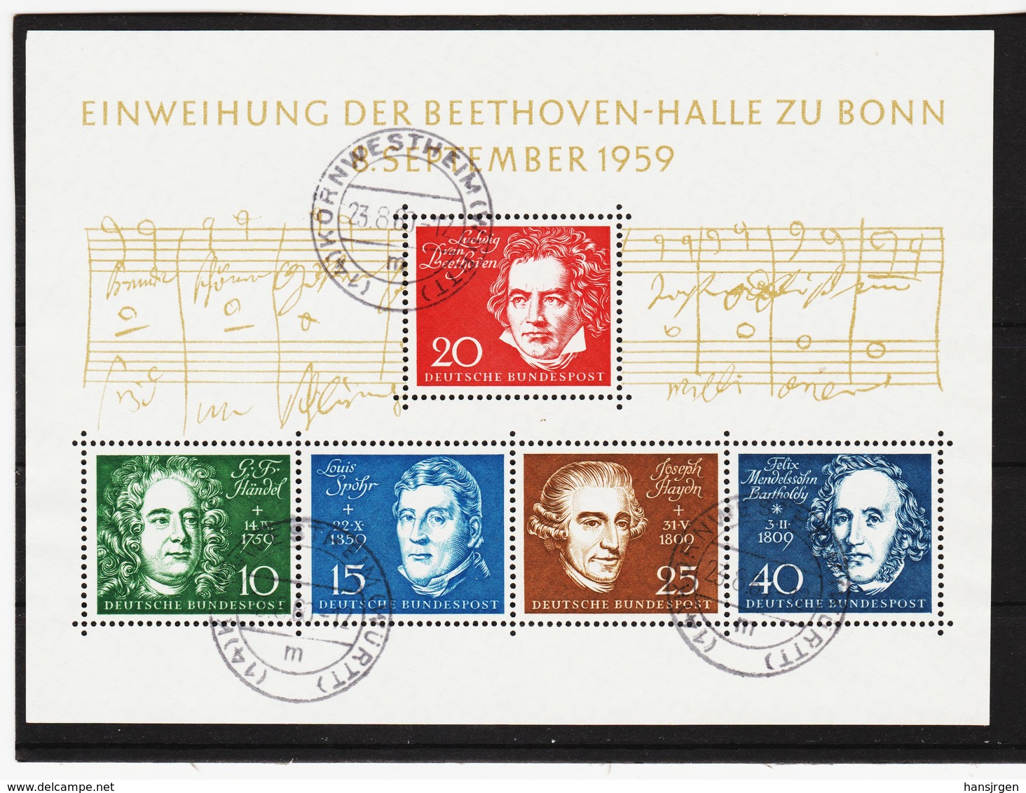 FCC780 DEUTSCHLAND BRD 1959 Michl BLOCK 2 BEETHOVEN Used / Gestempelt SIEHE ABBILDUNG - Sonstige & Ohne Zuordnung